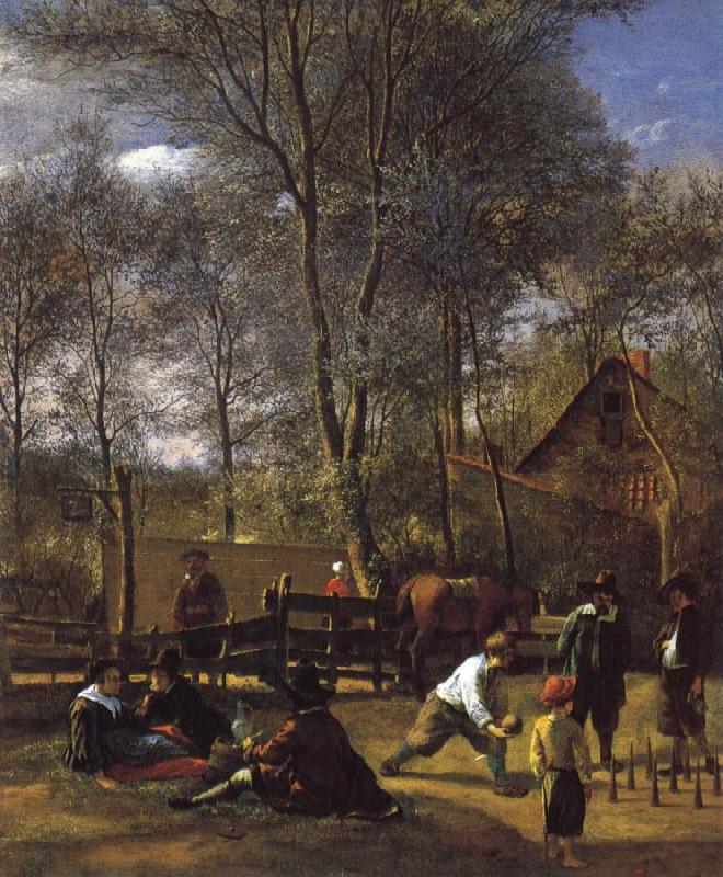 Jan Steen Skittle Players Outside an Inn oil painting image